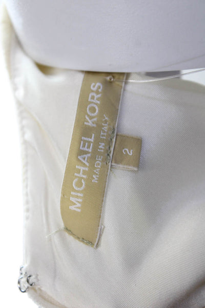 Michael Kors Women Sheath Dress Beige Virgin Wool Sleeveless Size 2