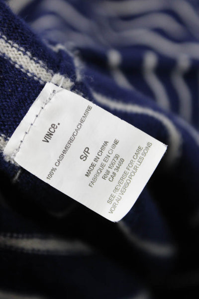 Vince Womens Dark Blue Striped Cashmere Pullover Sweater Long Sleeve Size S