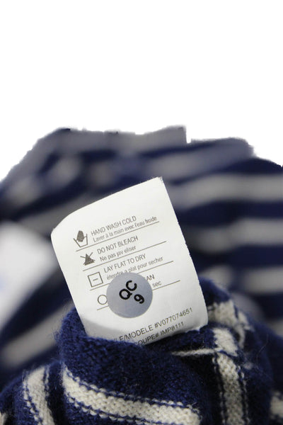 Vince Womens Dark Blue Striped Cashmere Pullover Sweater Long Sleeve Size S