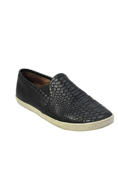 Joie Women's Textured Leather Rubber Sole Slip-On Loafers Shoes Black Size 7