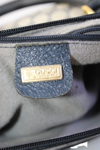Gucci Womens Double G Zip Up Top Handle Handbag Navy