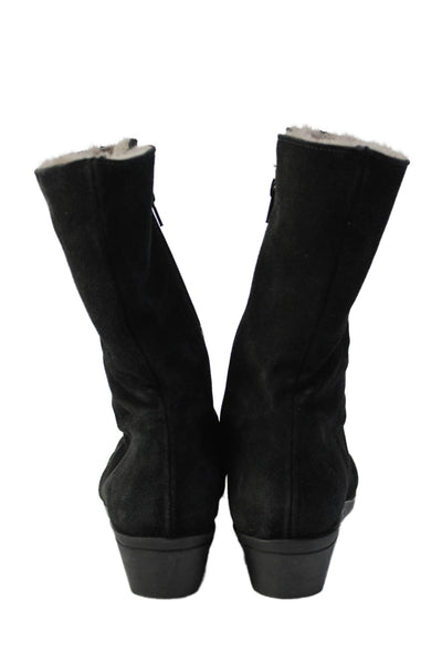 La Canadienne Womens Side Zip Wedge Heel Shearling Lined Boots Black Size 9.5