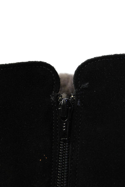 La Canadienne Womens Side Zip Wedge Heel Shearling Lined Boots Black Size 9.5