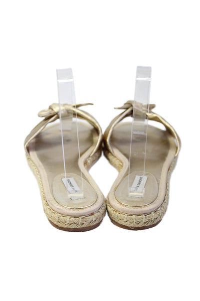 Tabitha Simmons Womens Knot Detail Espadrille Flats Shoes Gold Size 9