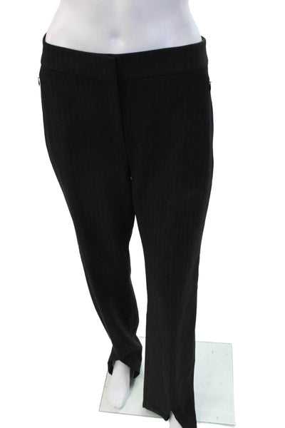 Elie Tahari Womens Black Striped Dress Pants Hook Eye Size 6
