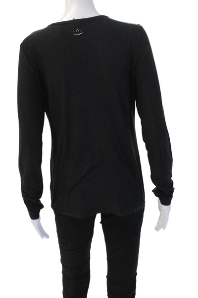 Beyond Yoga Womens Crew Neck Long Sleeve Active Top Solid Black Size L