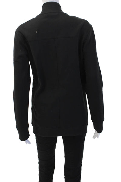 Adidas Womens Bomber Jacket Black Zip Polyester Long Sleeve Size S
