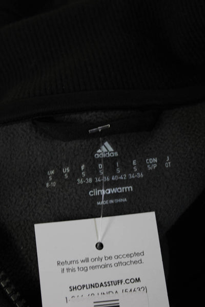 Adidas Womens Bomber Jacket Black Zip Polyester Long Sleeve Size S
