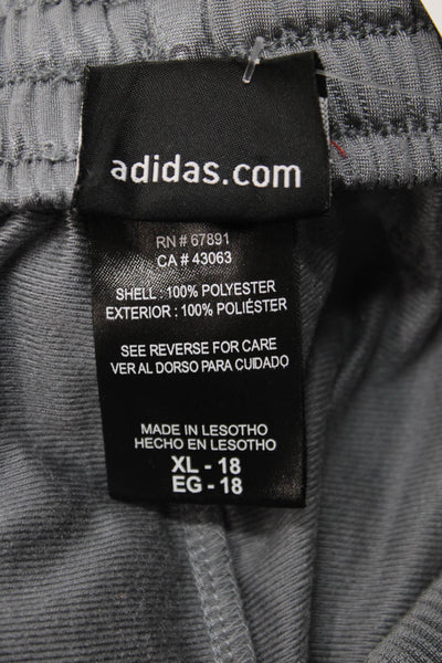 Adidas Boys Drawstring Casual Ankle Track Pants Gray Size XL