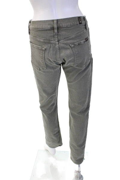 7 For All Mankind Women Gray Mid Rise Army Pants Size 29