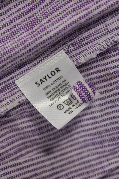 Saylor Women A-Line Mini Dress Purple Striped High Neck Cotton Size XS