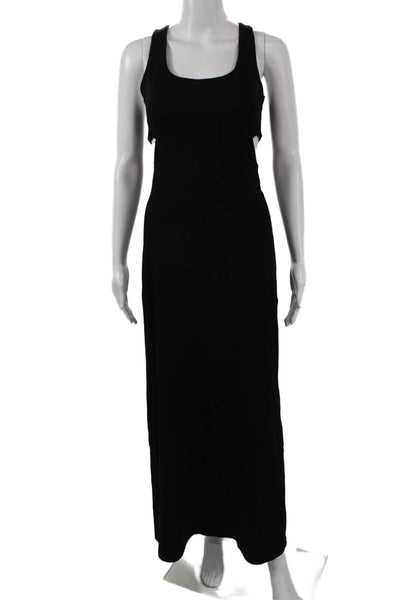 Susana Monaco Women Maxi Tank Dress Black Square Neck Nylon Lycra Size S