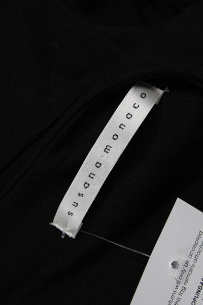 Susana Monaco Women Maxi Tank Dress Black Square Neck Nylon Lycra Size S