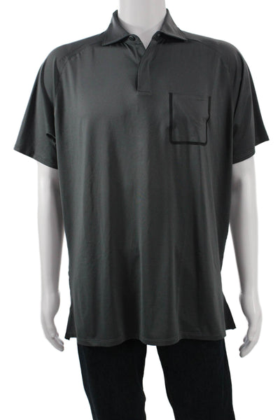 Peter Millar Mens Dark Gray Collared Button Polo Short Sleeve Big Tall Size L