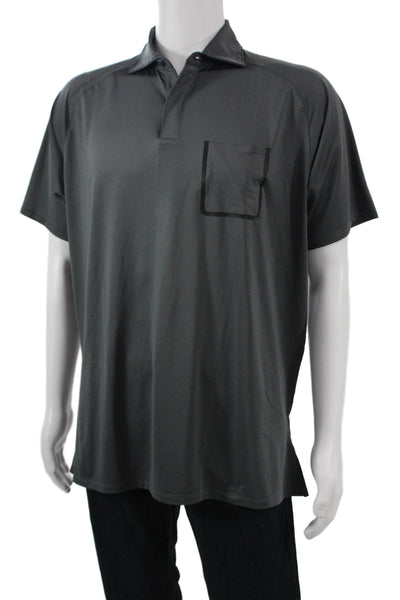 Peter Millar Mens Dark Gray Collared Button Polo Short Sleeve Big Tall Size L