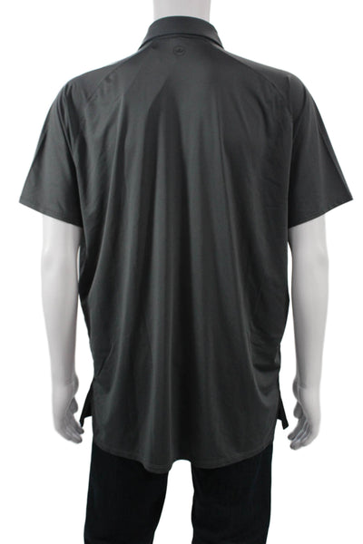 Peter Millar Mens Dark Gray Collared Button Polo Short Sleeve Big Tall Size L