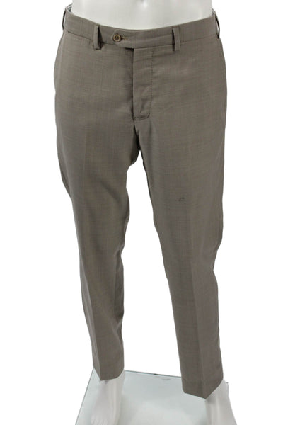 Emporio Armani Mens Dress Pants Gray Virgin Wool Button Inseam 30 Size 54