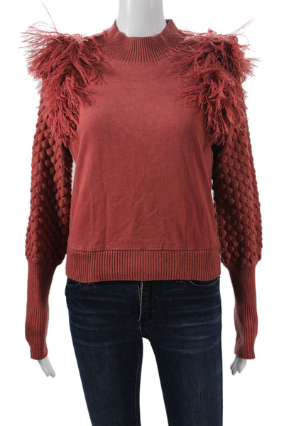 Dolan Womens Pullover Sweater Red Rayon Crew Neck Long Sleeve Bohemian Size XS
