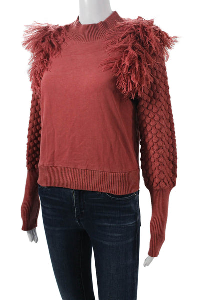 Dolan Womens Pullover Sweater Red Rayon Crew Neck Long Sleeve Bohemian Size XS