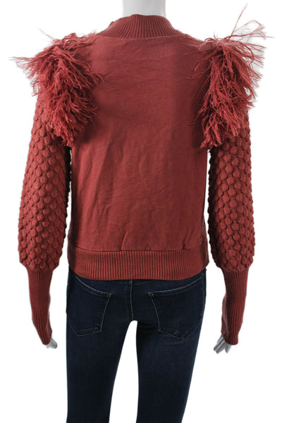 Dolan Womens Pullover Sweater Red Rayon Crew Neck Long Sleeve Bohemian Size XS