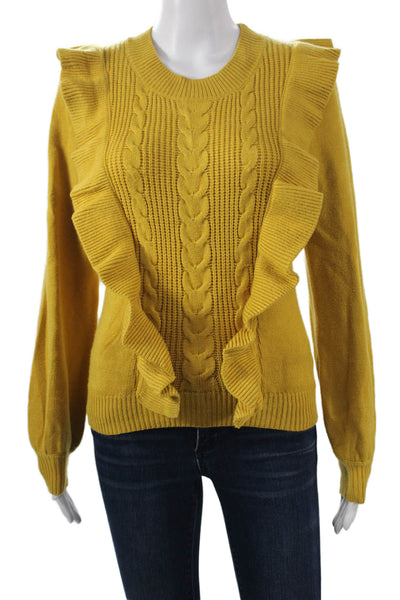 dRA Los Angeles Women Pullover Sweater Yellow Crew Neck Long Sleeve Size XS