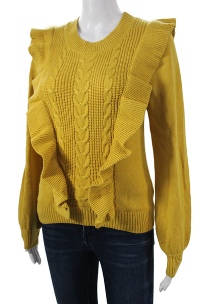dRA Los Angeles Women Pullover Sweater Yellow Crew Neck Long Sleeve Size XS