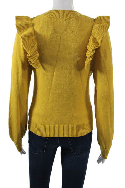 dRA Los Angeles Women Pullover Sweater Yellow Crew Neck Long Sleeve Size XS