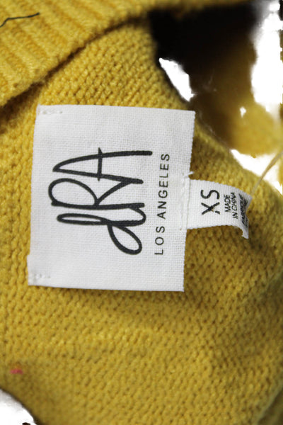 dRA Los Angeles Women Pullover Sweater Yellow Crew Neck Long Sleeve Size XS
