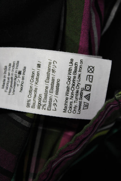 J Crew Women Black Plaid Collared Button-Up Rayon Blouse Long Sleeve Size 2