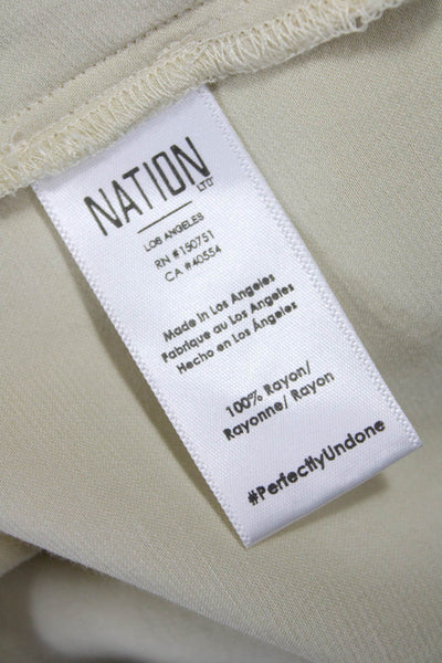 Nation LTD Women Beige Mock Neck Long Sleeve Rayon Blouse Size XS