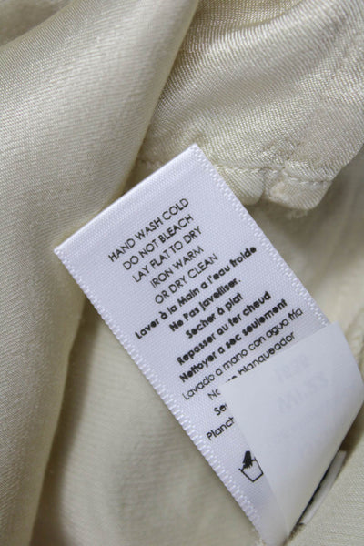 Nation LTD Women Beige Mock Neck Long Sleeve Rayon Blouse Size XS