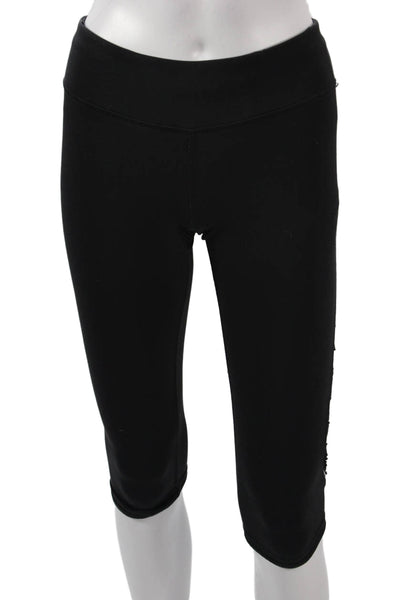 Lululemon Women Capri Crop Leggings Black Nylon Blend Zip Size 4