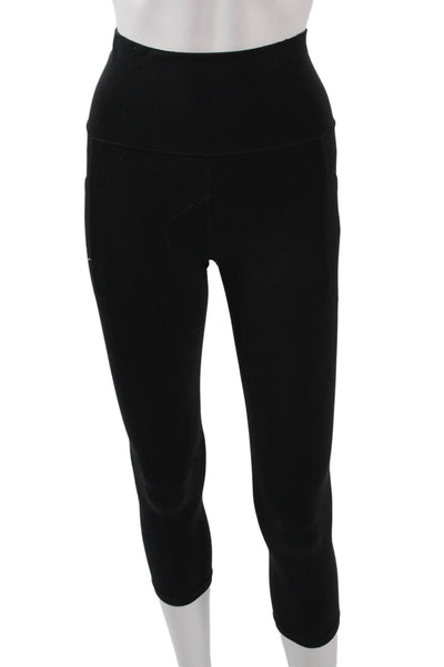 Athleta Womens Black Capri Cropped Leggings Drawstring 75% Nylon Size XS