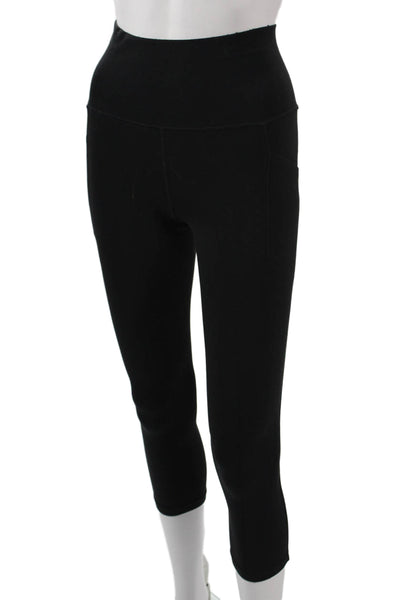 Athleta Womens Black Capri Cropped Leggings Drawstring 75% Nylon Size XS