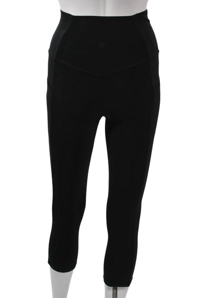 Athleta Womens Black Capri Cropped Leggings Drawstring 75% Nylon Size XS