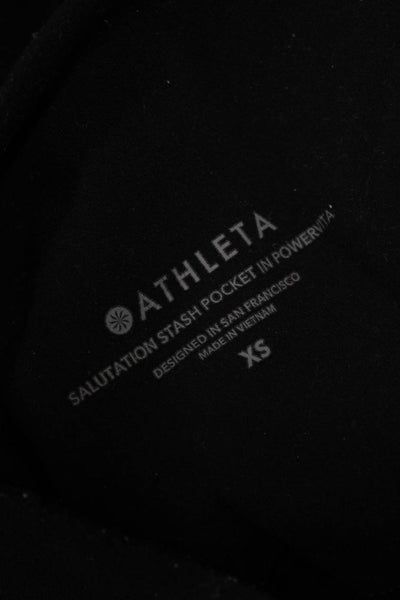 Athleta Womens Black Capri Cropped Leggings Drawstring 75% Nylon Size XS