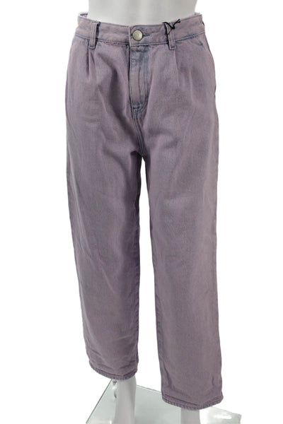 Leon & Harper Women Cropped Pants Purple High Rise Cotton Size 34