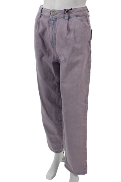 Leon & Harper Women Cropped Pants Purple High Rise Cotton Size 34