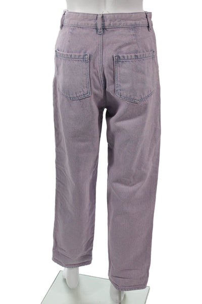 Leon & Harper Women Cropped Pants Purple High Rise Cotton Size 34
