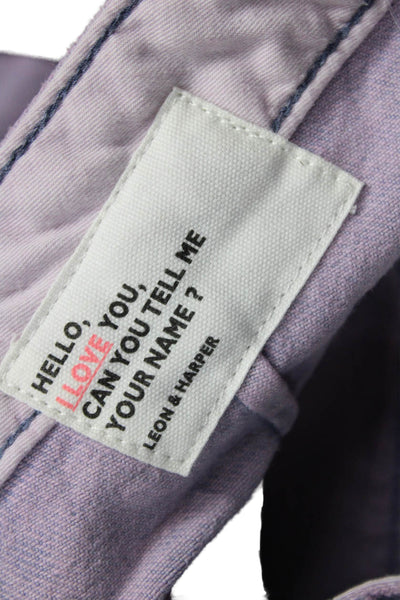 Leon & Harper Women Cropped Pants Purple High Rise Cotton Size 34