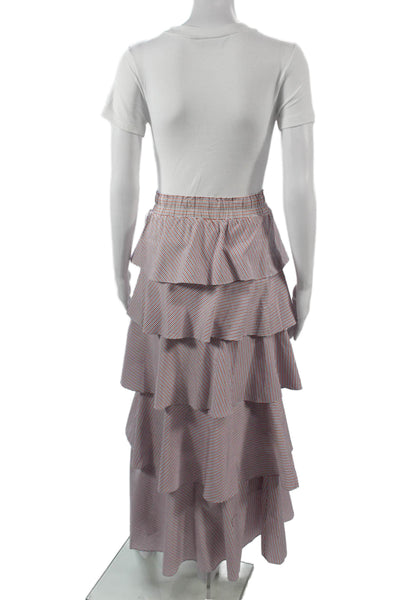 Prose & Poetry Womens Peasant Maxi Skirt Red Striped 100% Cotton Size XS