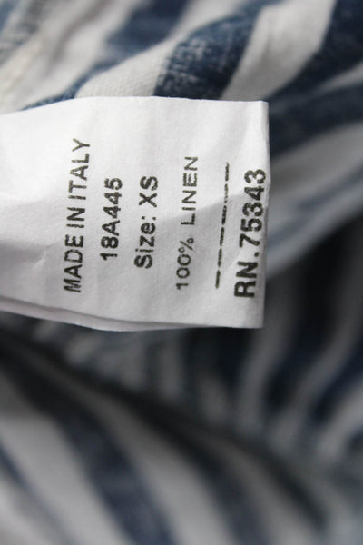 Francesca Bettini Womens Shift Sundress Dark Blue Linen V Neck Size XS