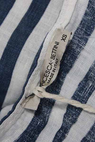 Francesca Bettini Womens Shift Sundress Dark Blue Linen V Neck Size XS