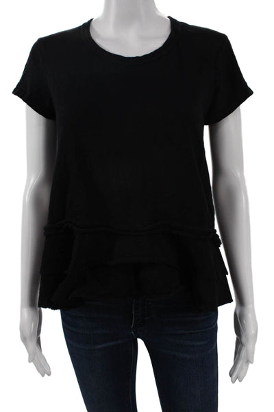 Wilt Women Basic T-Shirt Black Cotton Crew Neck Short Sleeve Grunge Size XS