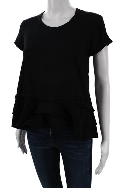 Wilt Women Basic T-Shirt Black Cotton Crew Neck Short Sleeve Grunge Size XS