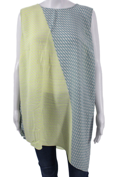Vince Camuto Women Tunic Blouse Light Blue Geometric Sleeveless Size 2X