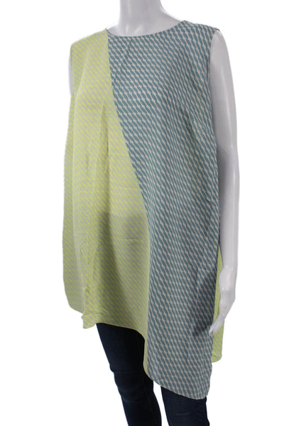 Vince Camuto Women Tunic Blouse Light Blue Geometric Sleeveless Size 2X
