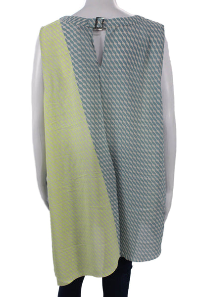 Vince Camuto Women Tunic Blouse Light Blue Geometric Sleeveless Size 2X
