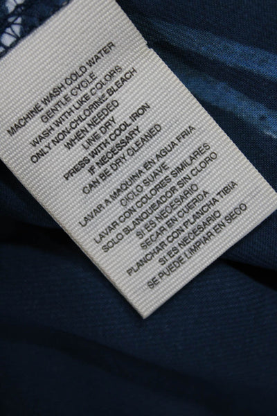 Rachel Rachel Roy Womens Dark Blue Floral Polyester 3/4 Sleeve Blouse Size 1X