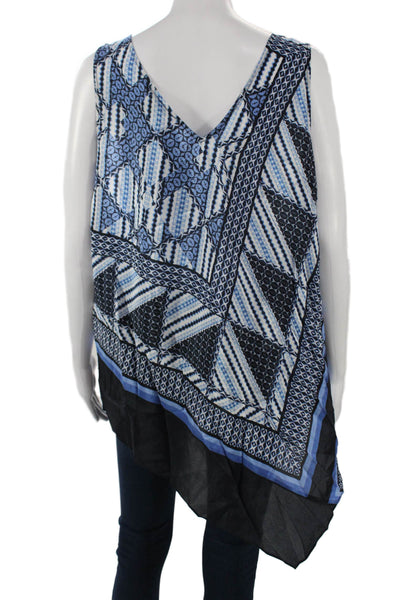 Nic + Zoe Women Sleeveless V Neck Tunic Black Geometric Aztec Size 2X